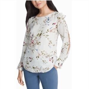 WHBM SPLIT SLEEVE FLORAL TOP size 2